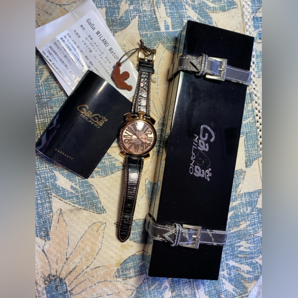 Gaga Milano Men’s Manuale Slim 46mm Black and Rose Gold Watch